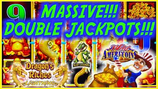 EPIC DOUBLE JACKPOTS DOUBLE RETRIGGERS! Lightning Link Dragon Riches VS Wild Americoins Wonder 4