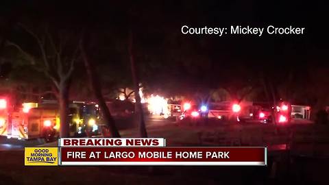 2 men sent to hospital after hearing fire alarm and escaping mobile home fire in Largo