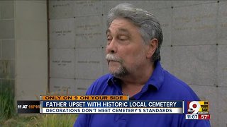 Distraught father clashes with cemetery policies