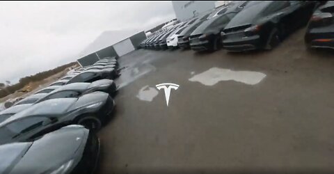 DRONE FLIES THROUGH TESLA CAR FACTORY IN BERLIN