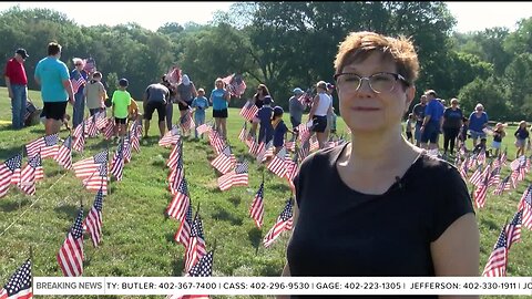 American flags lined Memorial Park to honor people who lost their lives on 9/11
