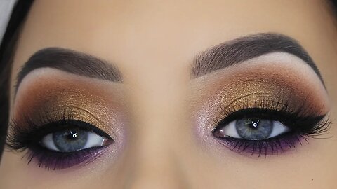 Golden Bronze and Purple Eye Makeup Tutorial