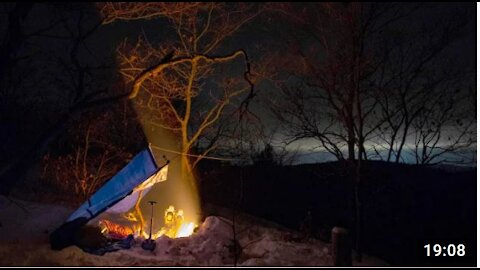 Solo Winter Camping on a Mountain in a STORM