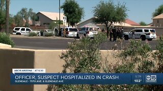 Officer, suspect hospitalized in crash