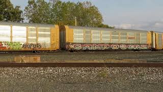 CSX Manifest Mixed Freight Train with Autoracks from Fostoria, Ohio October 10, 2020