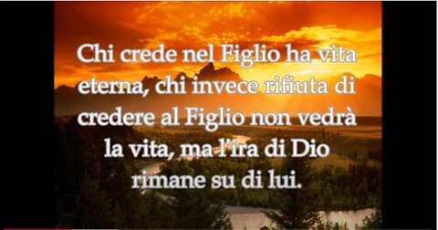 L'AMORE E L'IRA DI DIO,Perché colui che Dio ha mandato dice le parole di Dio;Dio infatti non dà lo Spirito con misura. Chi crede a GESù ha vita eterna,chi invece rifiuta di credere a GESù non vedrà la vita,ma l'ira di Dio Giovanni 3:36