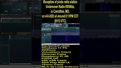 Reception of pirate radio station Undercover Radio 6930khz, in Carrollton, MO, on 4-8-2023