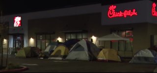 People camping out at new Chick-fil-A