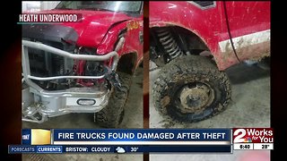 Fire trucks found damaged after theft