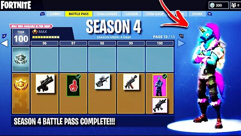 *NEW* FORTNITE SEASON 4 INFO! SEASON 4 BATTLE PASS SKINS, SEASON 4 TIER 100 SKIN, NEW GUN & WEAPONS!