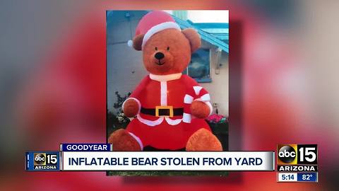 Christmas themed inflatable bear stolen from Goodyear family