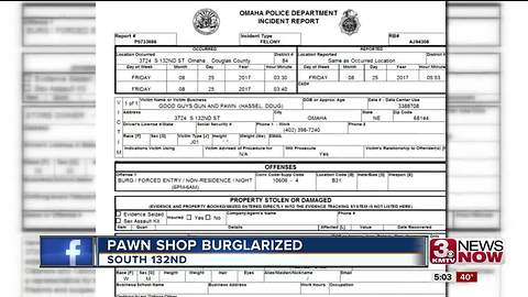 Pawn shop burglarized