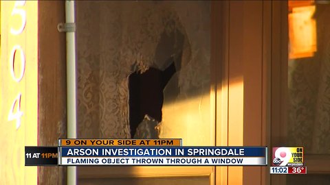 Unknown man throws firebomb into woman's house in Springdale