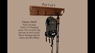Cherry Shelf with Pegs and Wood Burning Accents part 5