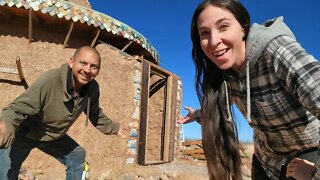 Incredible Transformation Begins! Framing A Doorway To Our Self-Built Earthbag Desert Home