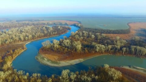 Nature of Russia 2022 . Terek River. Video from drone