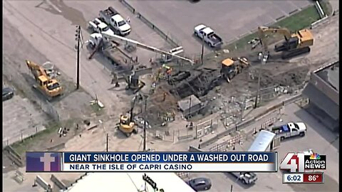 Giant KCMO sinkhole opens near Isle of Capri Casino