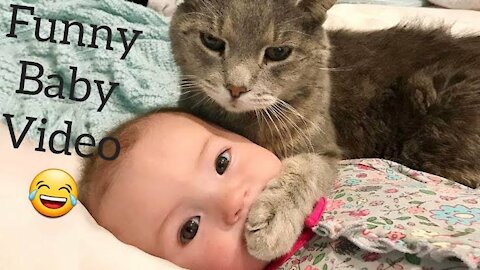 Baby and cat fun and fails_funny Baby video