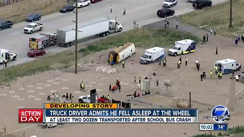 CSP: Driver of flatbed truck involved in Weld County school bus crash fell asleep, 19 students hurt