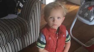 Two-year-old makes a huge mess at home