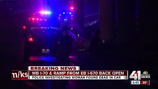 I-70 reopens after woman found dead in vehicle