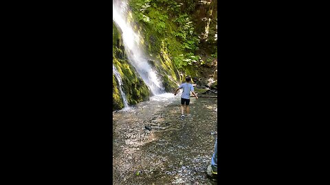 Touching Madison Falls and taking a little plunge. lol!