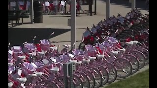 Kids getting first bike through giveaway