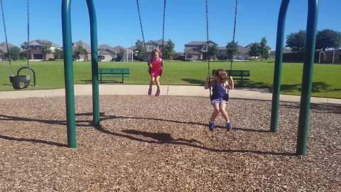 Jumping Off A Swing Little Girls Challenge
