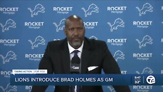 Lions introduce Brad Holmes as GM