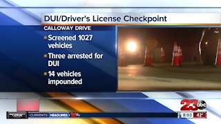 DUI/driver's license checkpoint results