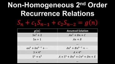 Non-Homogeneous 2nd Order Recurrence Relations, General Solution - Discrete Mathematics