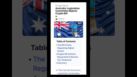 Australia: Legislation Committee Rejects Crypto Bill #cryptonews #shorts