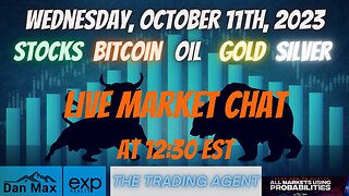 Live Market Chat for Wednesday, October 11th, 2023 for #Stocks #Oil #Bitcoin #Gold and #Silver