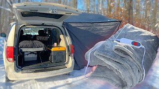 🥶 Car Camping in 3 Degrees with an Electric Blanket | Winter Camping Solo in a Dodge Campervan