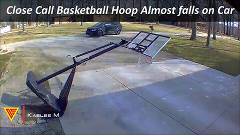 Close Call Basketball Hoop Almost falls on Car Caught on Blink Camera | Doorbell Camera Video
