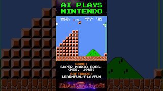 AI Plays Nintendo: Playfun Found The 1-2 Warp Zone (Super Mario Bros.) | #Shorts