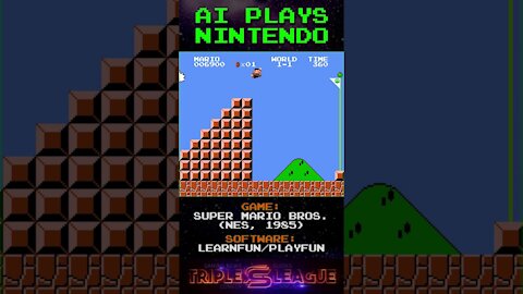 AI Plays Nintendo: Playfun Found The 1-2 Warp Zone (Super Mario Bros.) | #Shorts