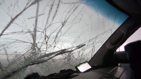 Caught On Camera: Storm Chasers' Windscreen Smashed In Tornado
