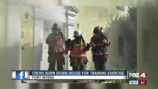 Crews Burn Down House for Training Exercise