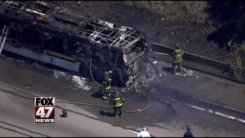 DDOT bus caught fire at I-94 and Warren