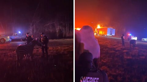 Police rescue circus animals from burning trailer