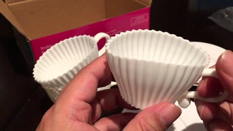 White Teacup Cupcake Silicone Liner Mold Bake And Serve Cups by Ramini Brands