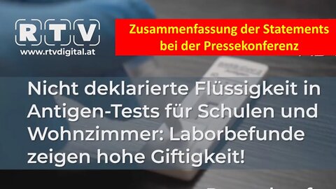 Pressekonferenz: Giftige Flüssigkeit in Antigen-Tests