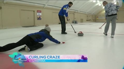 Rebecca Klopf tries out curling