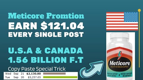 (METICORE PROMOTION MAGIC) Earn $121.04 Every Single Post for FREE, Affiliate Marketing, Digistore24
