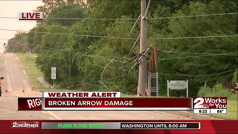 Power poles knocked down in Broken Arrow after storms rip through