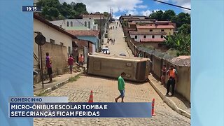 Comercinho: Micro-ônibus Escolar Tomba e Sete Crianças ficam Feridas.