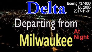 Delta flight departing Milwaukee airport at night in Boeing 737-900 @MitchellAirport