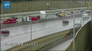 A semi-truck is jackknifed on Interstate 41/94 near 15th Street. Expect delays.