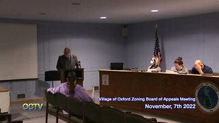 Village of Oxford Zoning Board of Appeals Meeting: November, 7th 2022